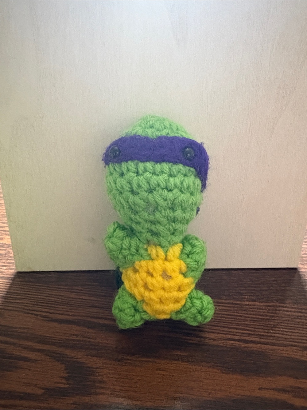 Cute Green Crochet Turtle Plush Set with Red, Orange, Purple & Blue Masks - Picture 5 of 5